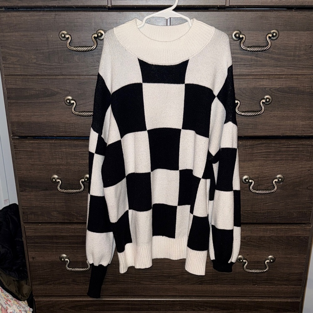 Black and White Checkered Sweater
